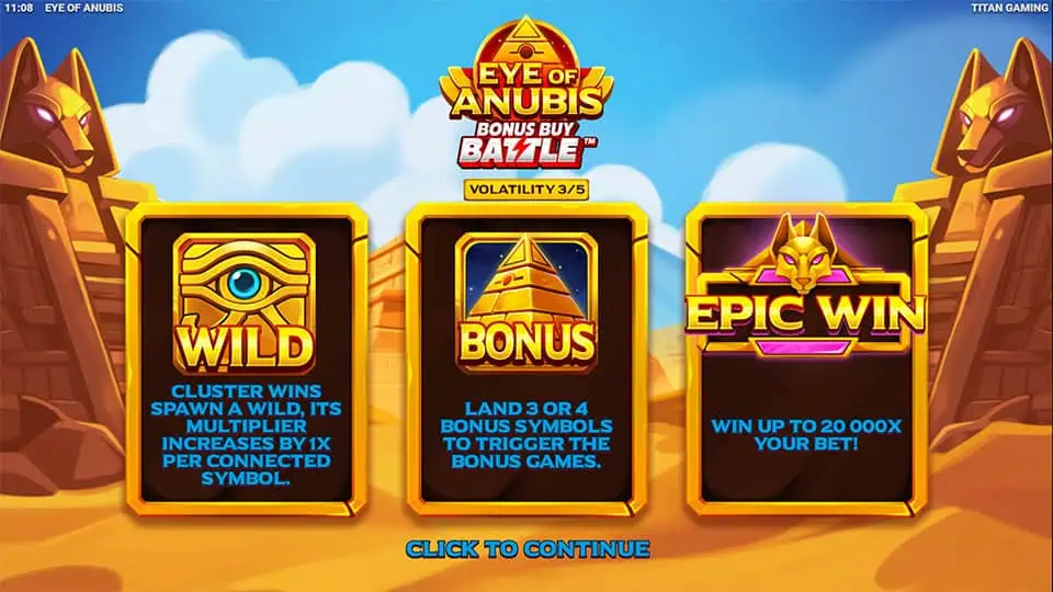 Eye of Anubis slot intro screen