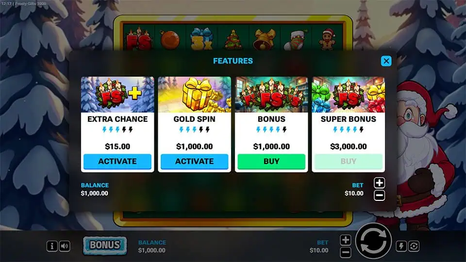 Frosty Gifts 1000 slot bonus buy