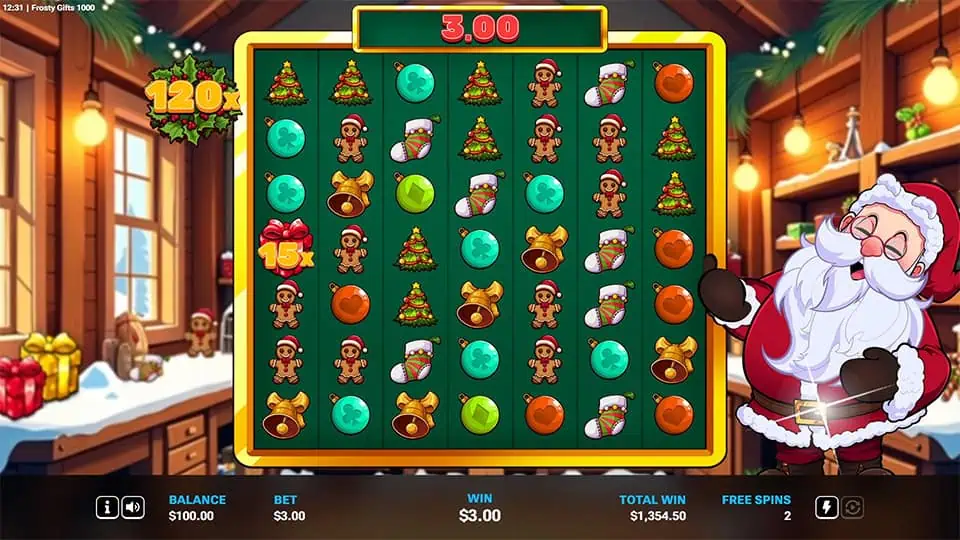 Frosty Gifts 1000 slot feature gift multiplier