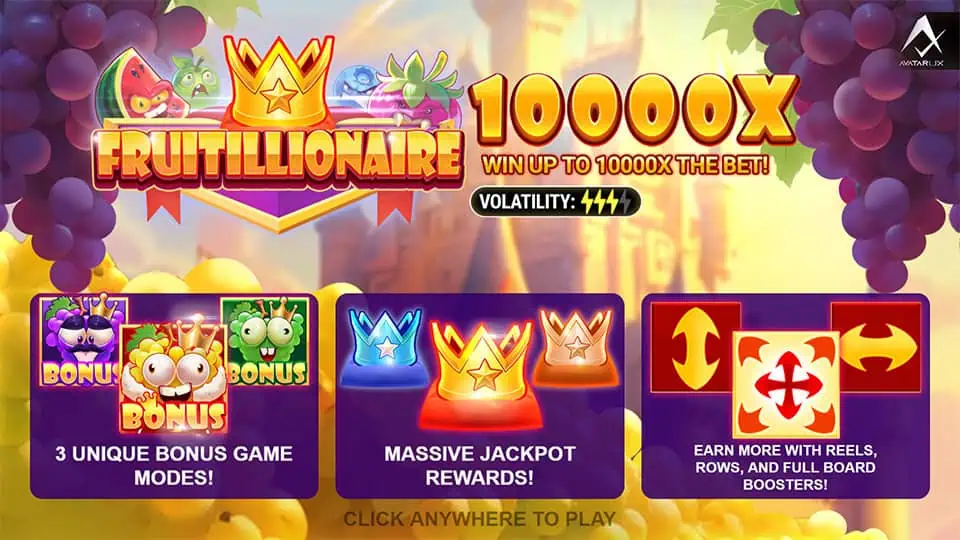 Fruitillionaire slot intro screen
