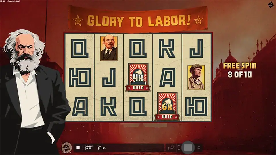 Glory to Labor slot feature sticky wild multiplier