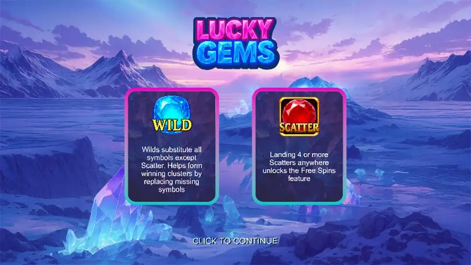 Lucky Gems slot intro screen