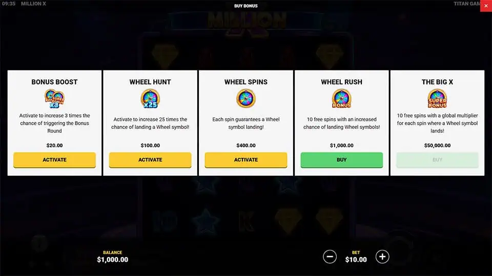 Million X slot bonus buy