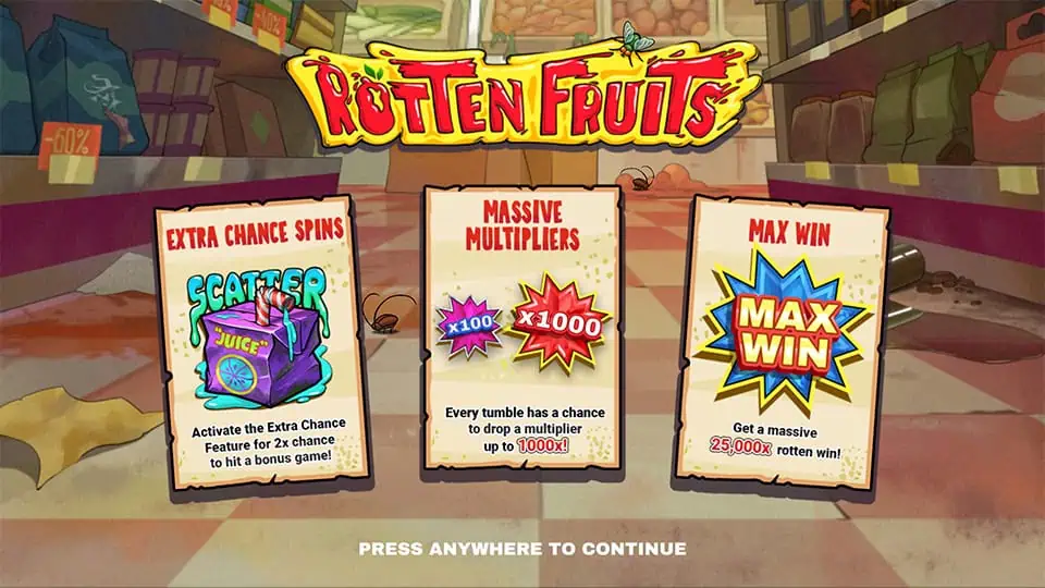 Rotten Fruits slot intro screen