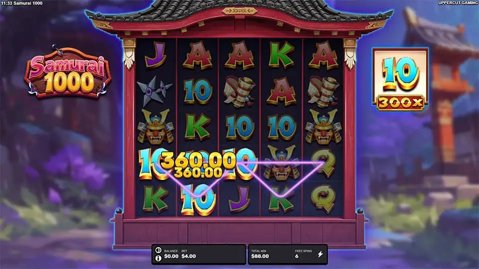 Samurai 1000 slot feature random symbol multiplier