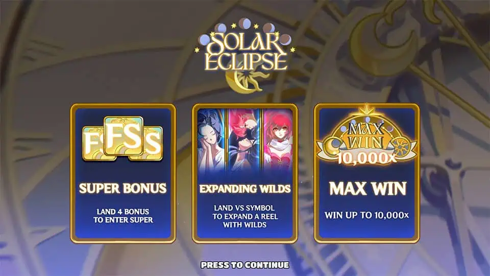 Solar Eclipse slot intro screen