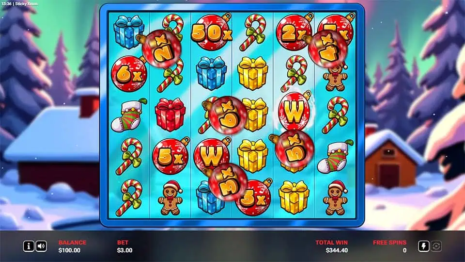 Sticky Xmas slot feature wild multiplier