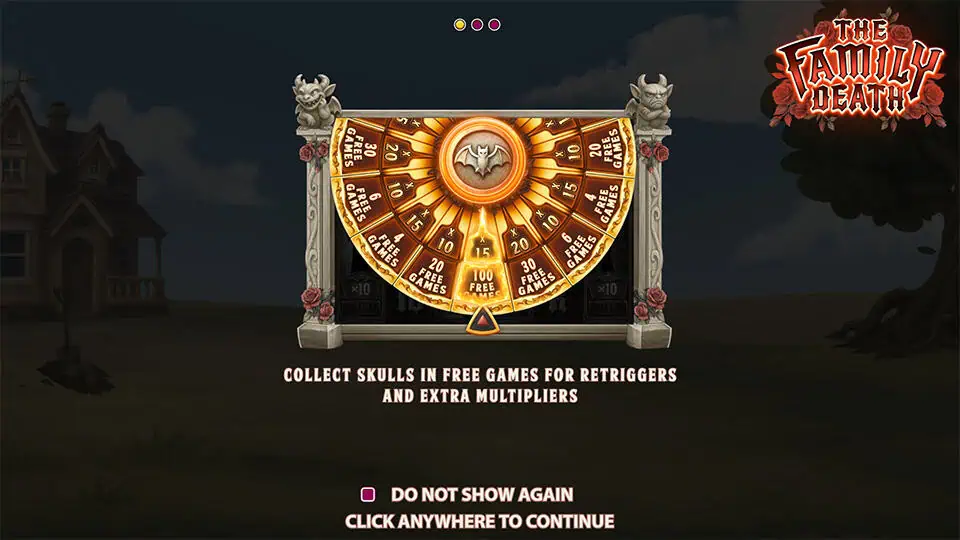 The Family Death slot intro screen