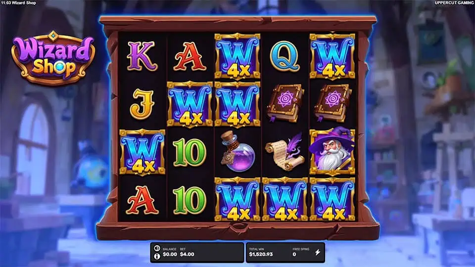 Wizard Shop slot feature sticky wild multiplier