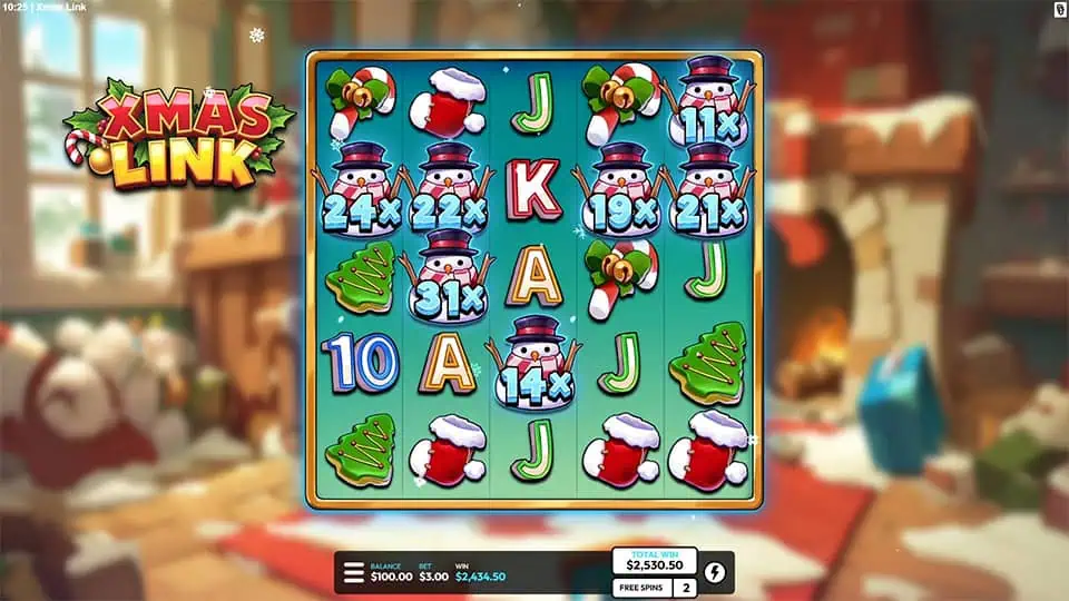 Xmas Link slot feature wild multiplier 1