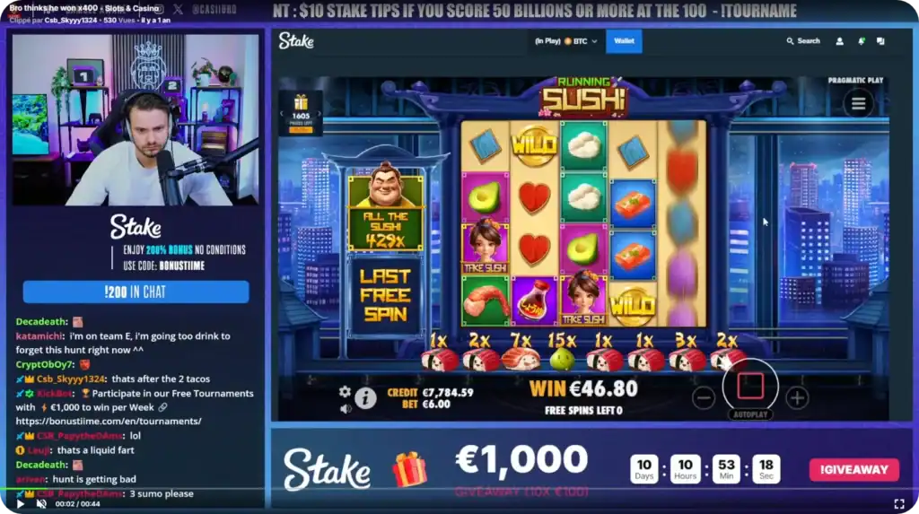 Online slot game with sushi theme