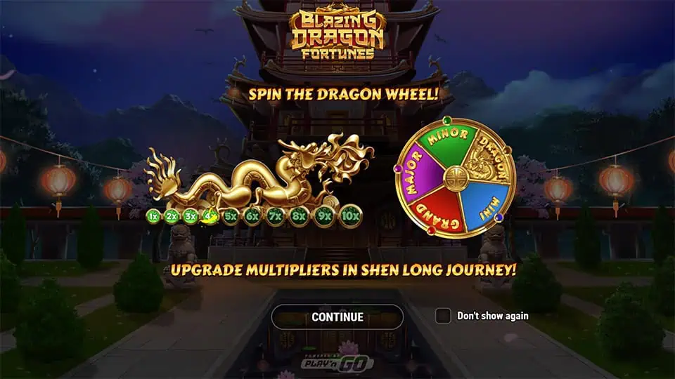 Blazing Dragon Fortunes slot intro screen
