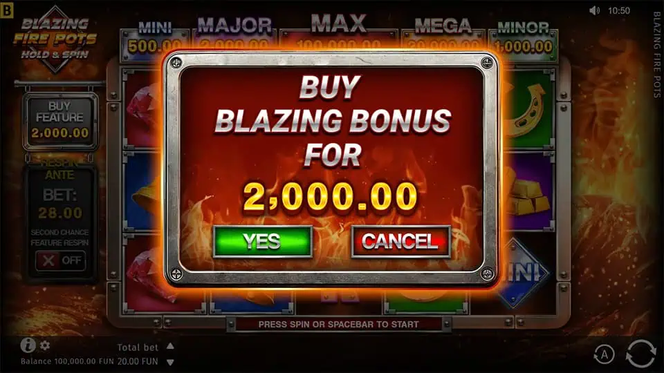 Blazing Fire Pots Hold Win slot bonus buy