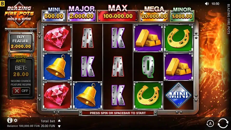 Blazing Fire Pots Hold Win slot game preview 1