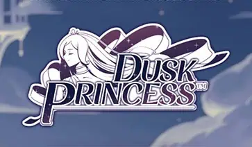 Elegant logo with ribbon and princess silhouette on a dreamy sky background.