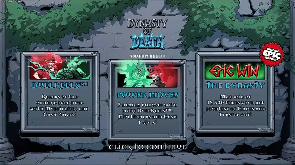 Dynasty of Death slot intro screen