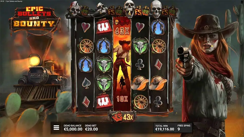 Epic Bullets Bounty slot feature reel wild multiplier