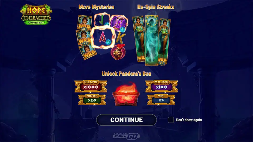 Hope Unleashed Fortune Rises slot intro screen
