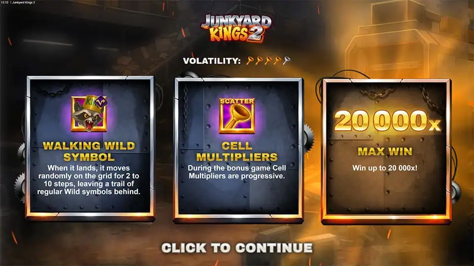 Junkyard Kings 2 slot intro screen
