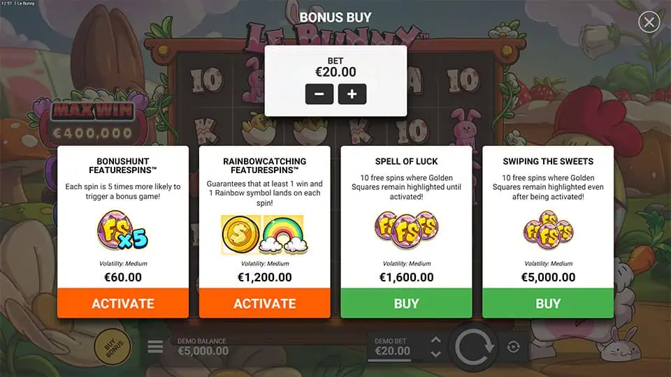 Le Bunny slot bonus buy