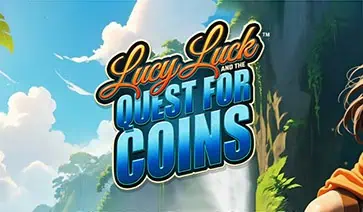 Lucy Luck logo with bold lettering in front of a lush jungle scene, with the explorer heroine ready for adventure.