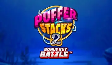 Puffer Stacks 2 slot logo with vibrant pink and yellow text and Bonus Buy Bazzle™ tag over a deep sea background.