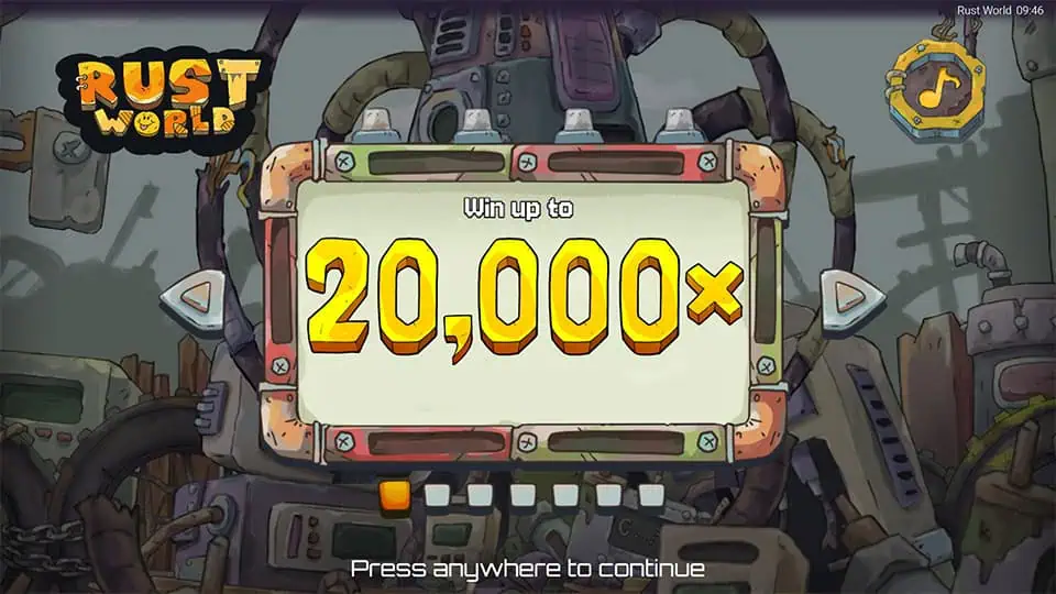 Rust World slot intro screen 1