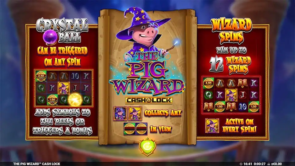The Pig Wizard Cash Lock slot intro screen 1