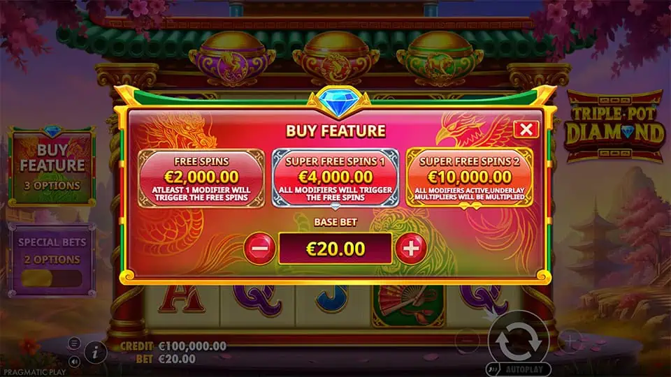 Triple Pot Diamond slot bonus buy