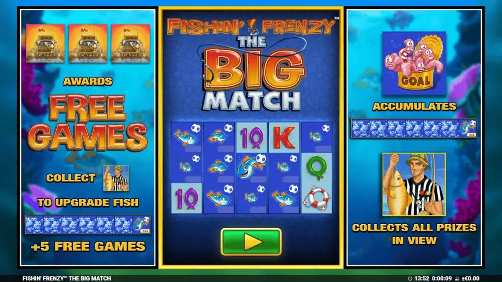 Blueprint gaming fishin frenzy the big match intro screen
