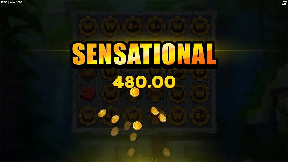 “Sensational” text appears with falling coins and glowing light.