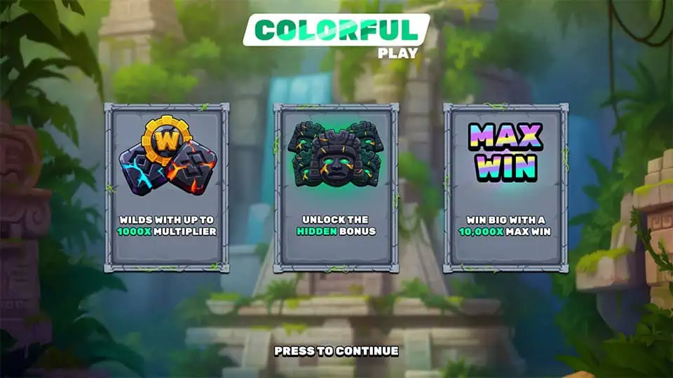 Feature highlights: wilds with 1000x, hidden bonus, and 10,000x max win.