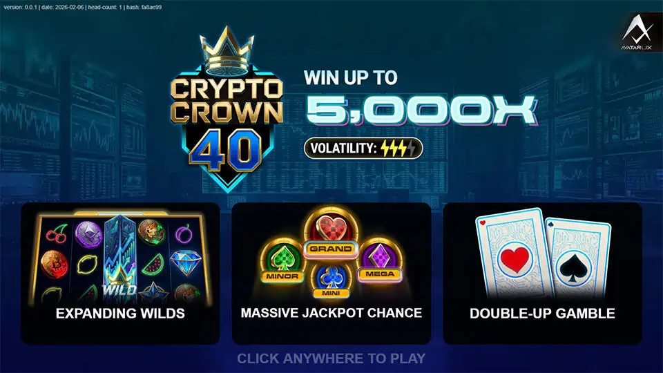 Crypto Crown 40 slot intro screen 1