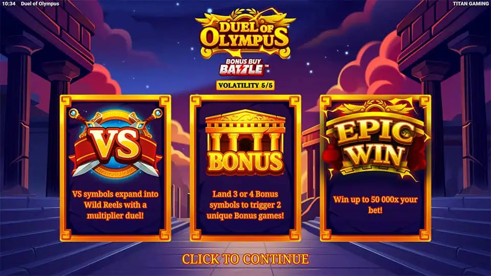 Feature cards showing VS Wilds, Bonus rounds, and up to 50,000x max win.