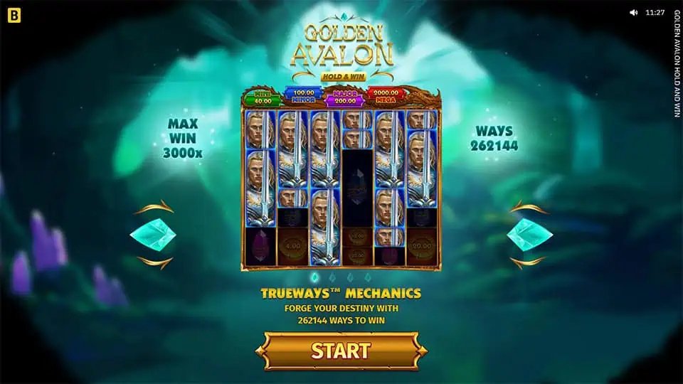 Golden Avalon Hold and Win slot intro screen 1