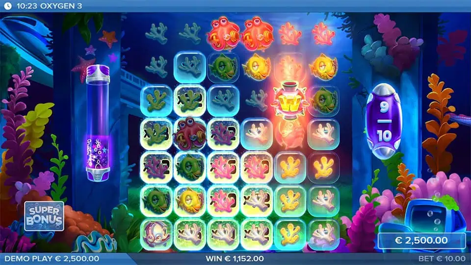 Oxygen 3 slot feature wild bomb