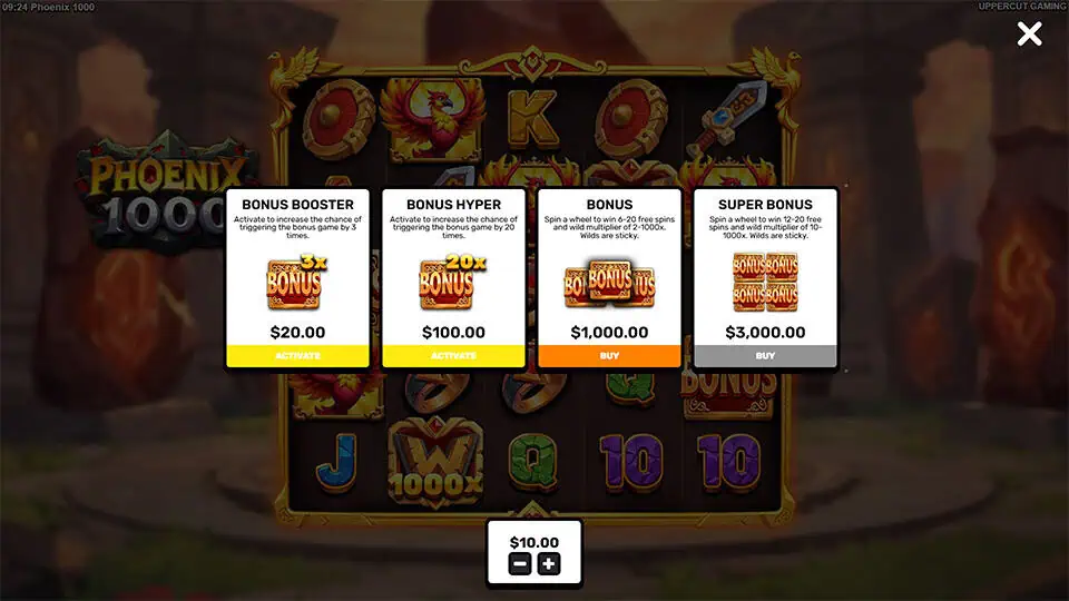 Buy menu with Booster, Hyper, Bonus, and Super Bonus.