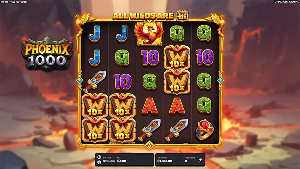 Reels showing several locked 10x wilds.