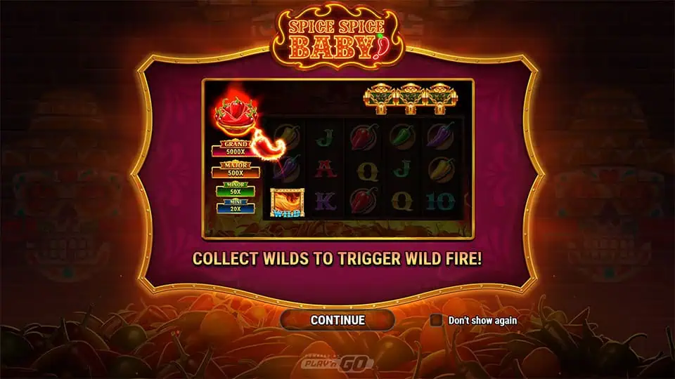 Spice Spice Baby slot intro screen 1