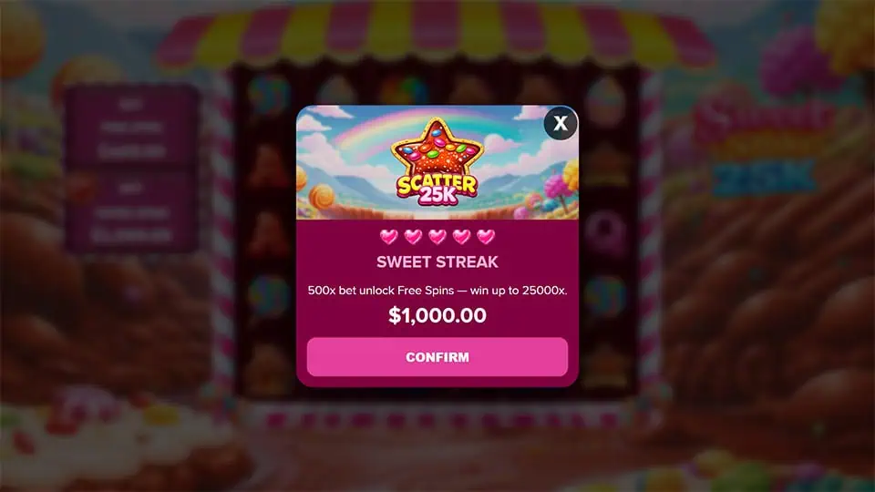 Buy menu displaying Free Spins and Super Spins options with purchase buttons on the left side of the screen.