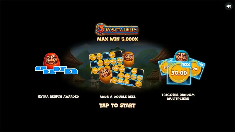 3 Daruma Dolls slot intro screen