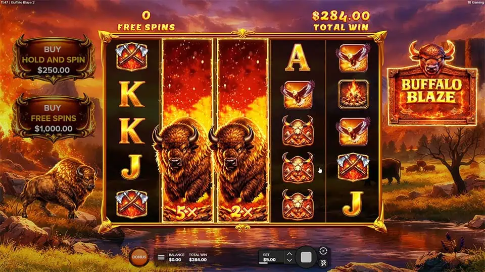 Buffalo Blaze 2 slot feature expanding wild
