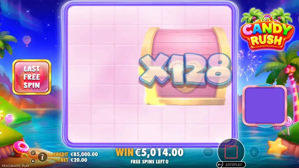 Candy Rush Pragmatic Play slot feature chest multiplier
