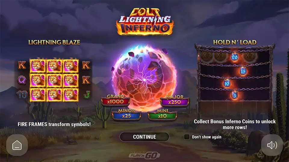 Colt Lightning Inferno slot intro screen