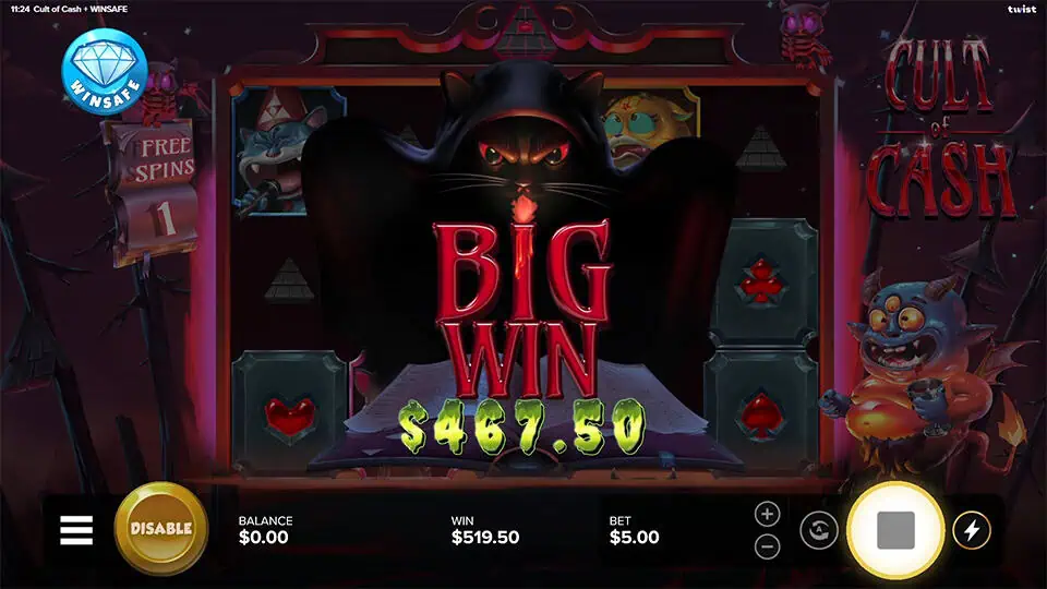 Cult of Cash WINSAFE slot big win