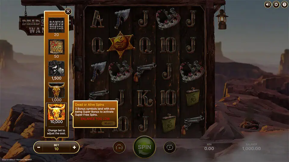 Dead or Alive 3 Wanted slot bonus buy