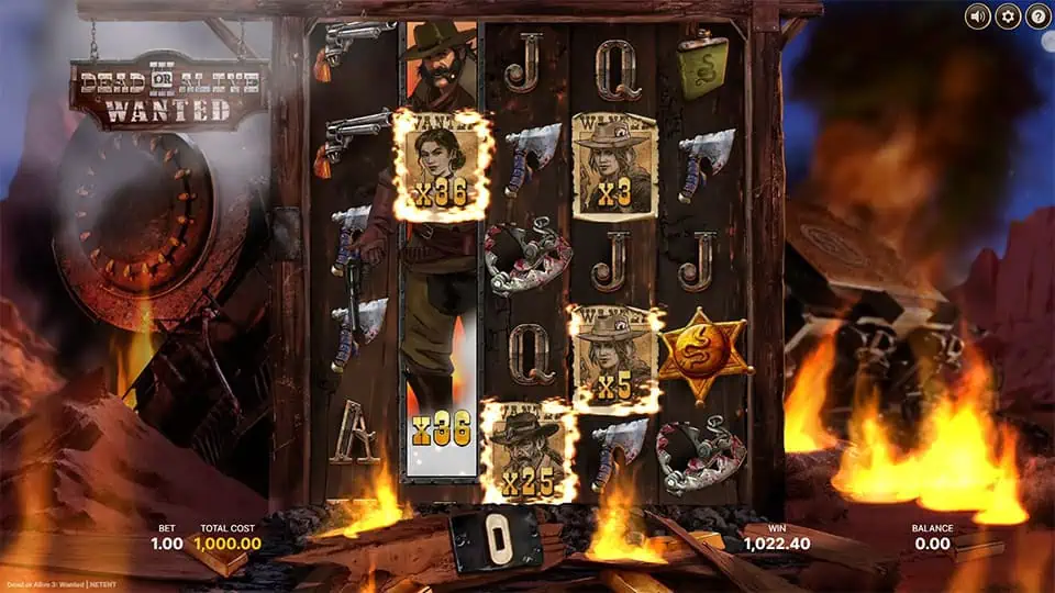 Dead or Alive 3 Wanted slot feature sticky wild