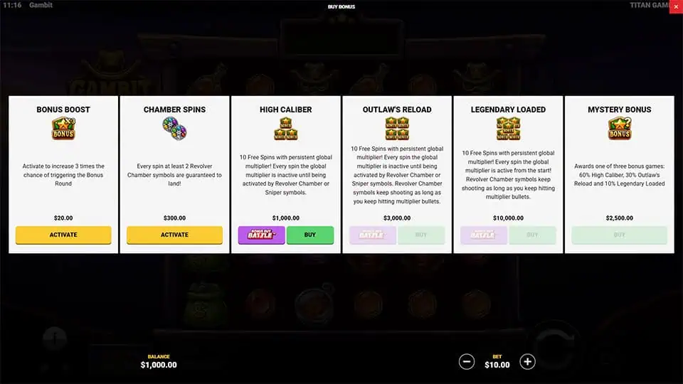 Gambit slot bonus buy