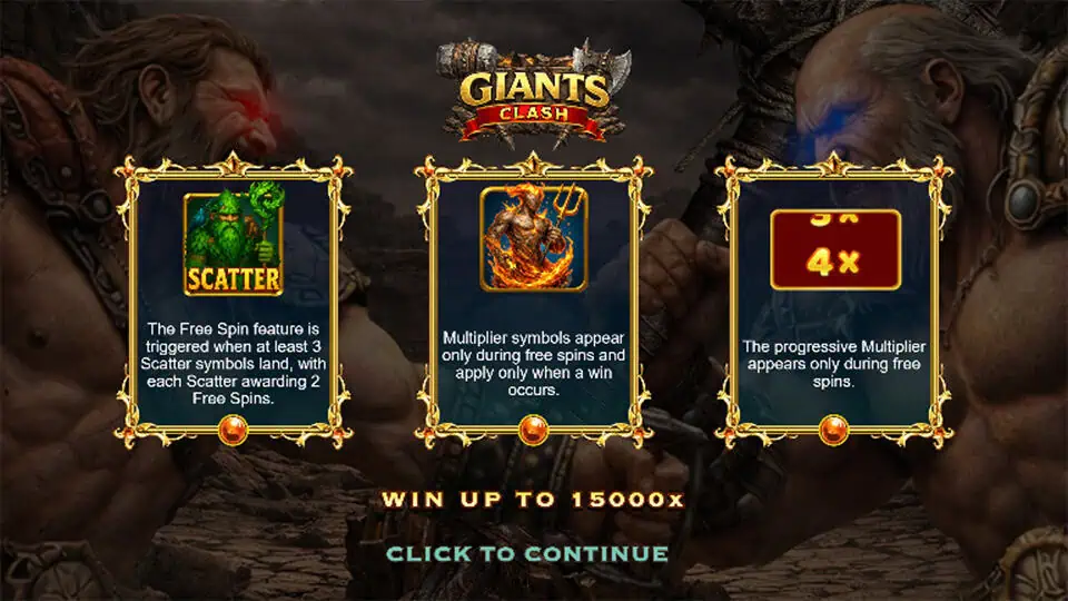 Giants Clash slot intro screen