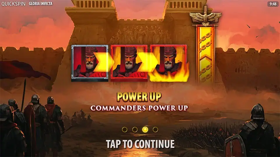 Gloria Invicta slot intro screen